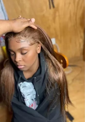 Customer photo review of Luvwin #4 Chocolate Brown Human Hair For Women Pre Plucked 13x4 HD Lace Front Wigs Glueless Straight Human Hair