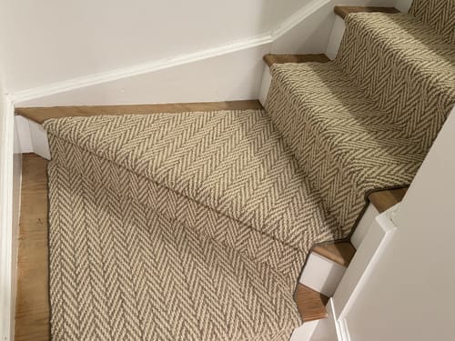 Customer photo review of Anderson Tuftex Plaza Taupe Herringbone Stair Runner