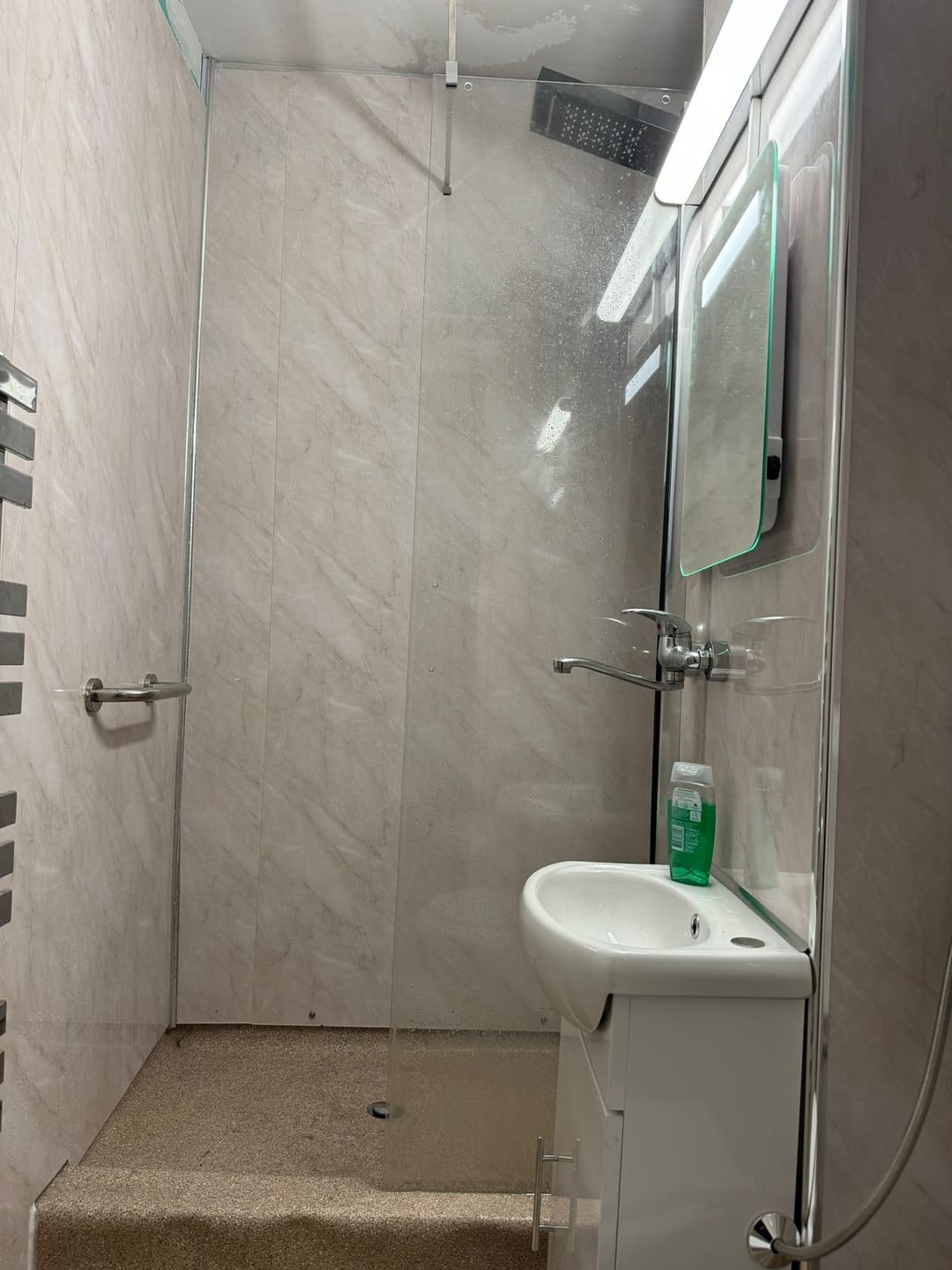 Customer photo review of Premium Pergamon Marble Gloss Shower Wall Panel – 2400 x 1000mm