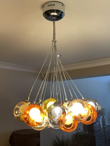 Customer photo review of Unique Multi-Color Globe Cluster Chandelier