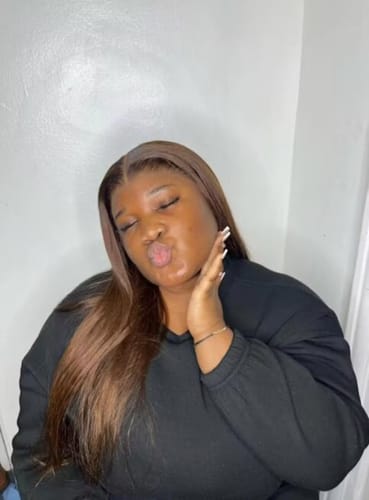 Customer photo review of Luvwin #4 Chocolate Brown Human Hair For Women Pre Plucked 13x4 HD Lace Front Wigs Glueless Straight Human Hair