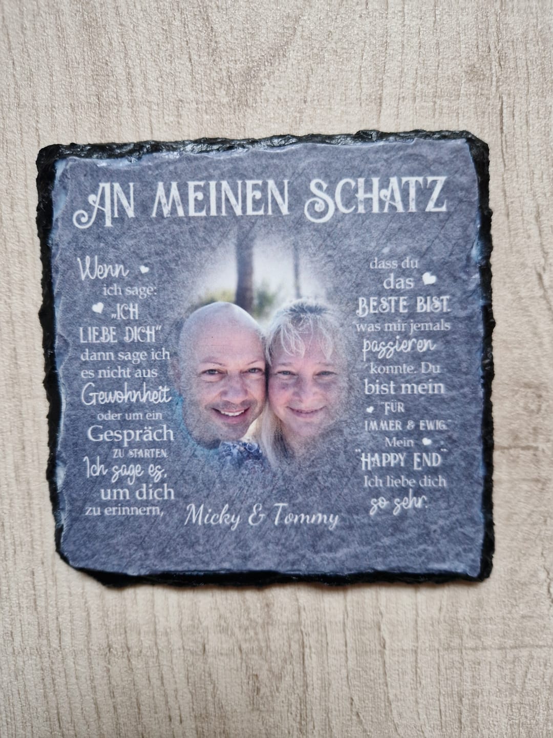 Customer photo review of An meinen Schatz - Paar-Schieferplatte