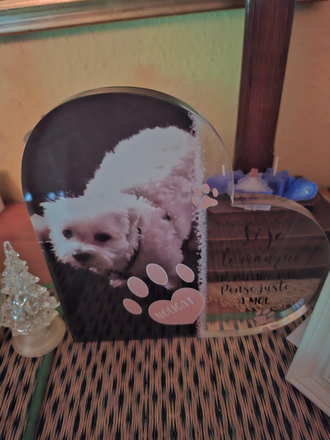 Customer photo review of Si je te manque - Cœur en verre personnalisé
