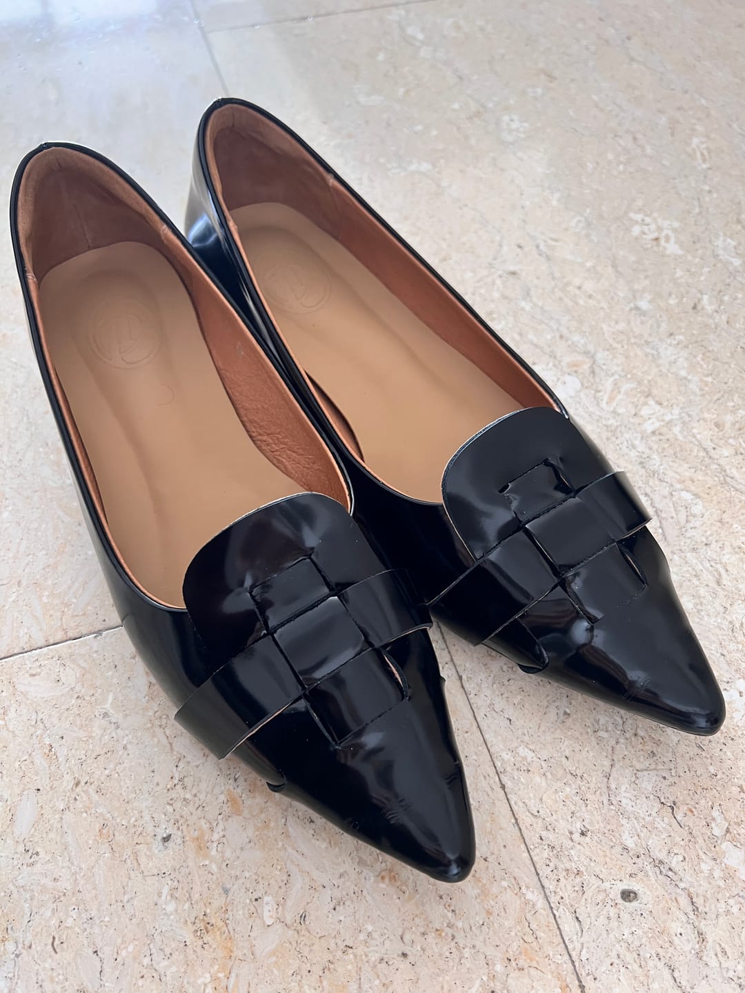 Customer photo review of Pointed Film-Coated Marble Pumps