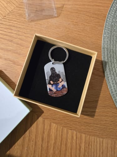Customer photo review of Drive Safe Handsome I Need You Here With Me - Personalized Stainless Keychain For Couple