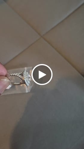 Customer video review of Round Brilliant Double Halo Moissanite Engagement Ring