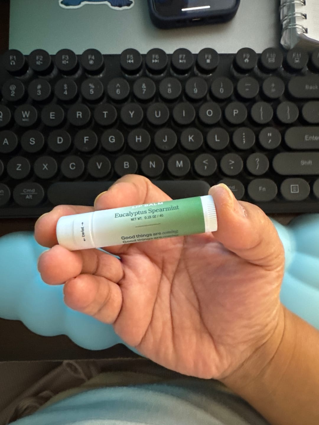 Customer photo review of Eucalyptus Spearmint Lip Balm