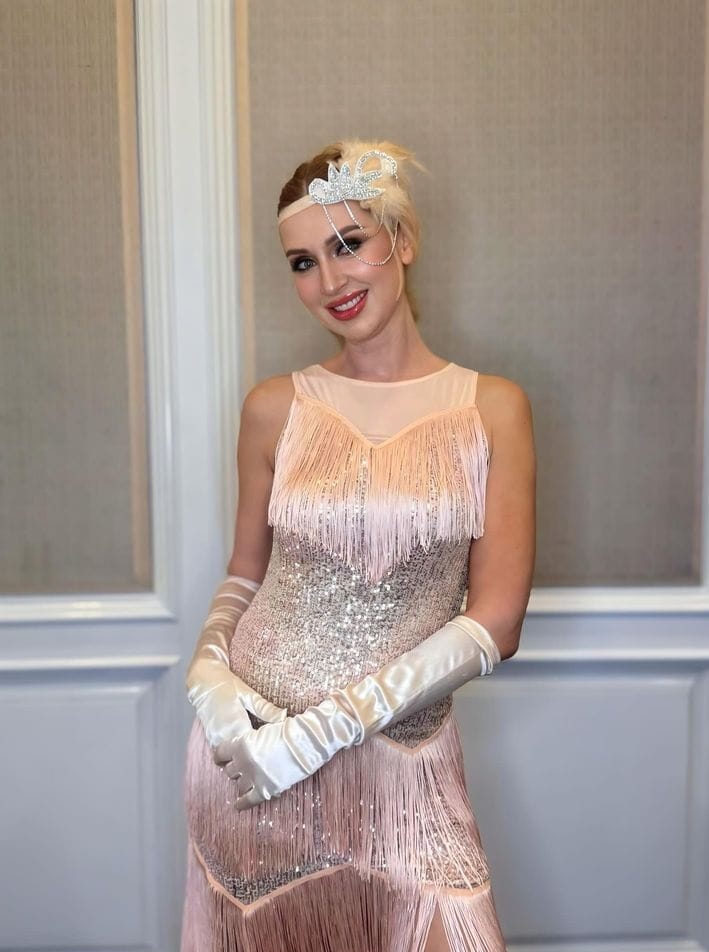 Customer photo review of Zita Gatsby Dress - Rose Gold