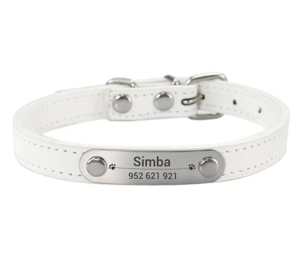 Customer photo review of Personalized PU Leather Pet Collar with Carved Name ID and Anti-Lost Feature - For Dogs and Cats
