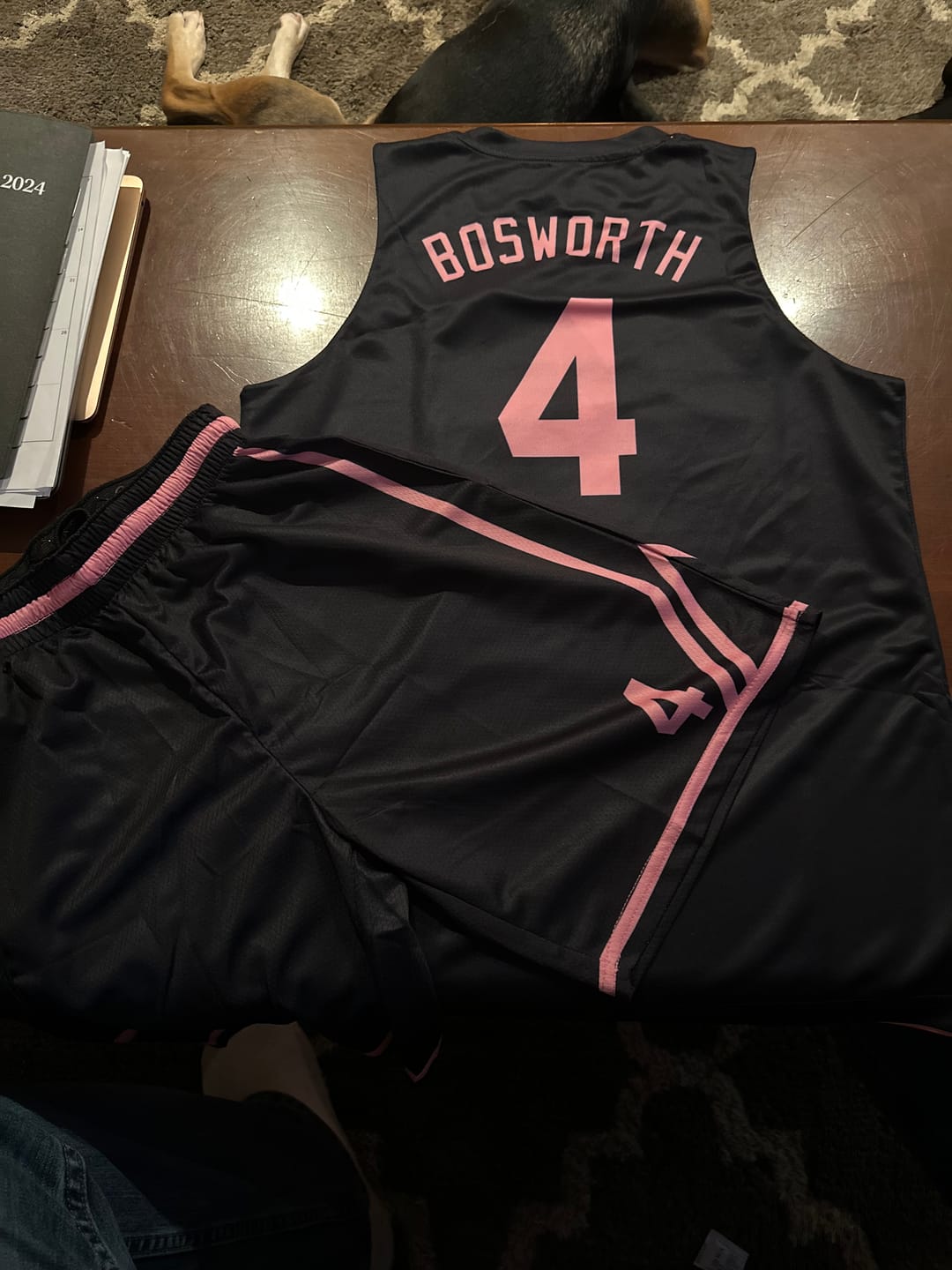 Customer photo review of Custom Black Pink Chest Slash Patttern Double Side Sports Uniform Basketball Jersey