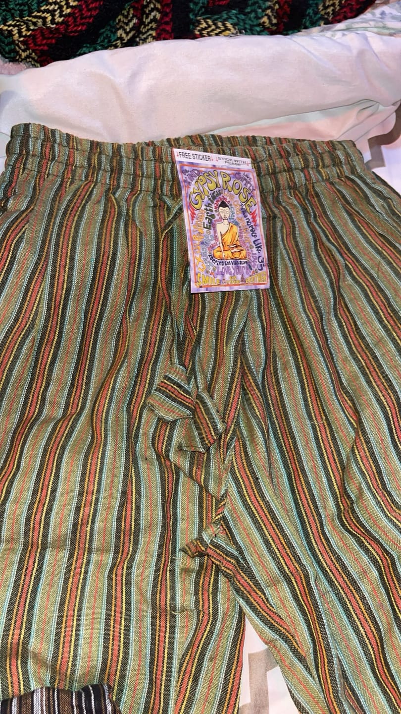 Customer photo review of Striped Cotton Cargo Pants