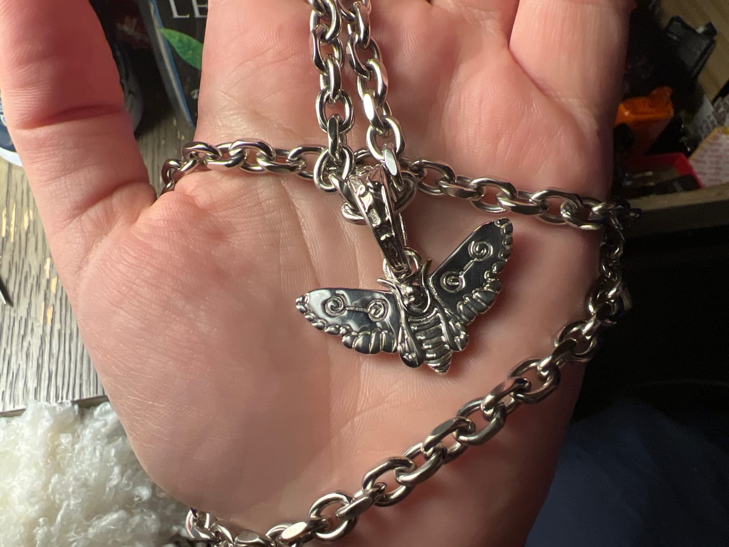 Customer photo review of MOTH PENDANT