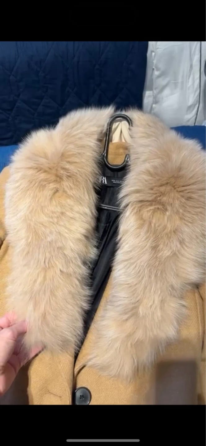 Customer photo review of Fox Fur Scarf And Cuff Set 100 Percent Natural Luxury Draped For Winter — Light Azure | KIMLUD