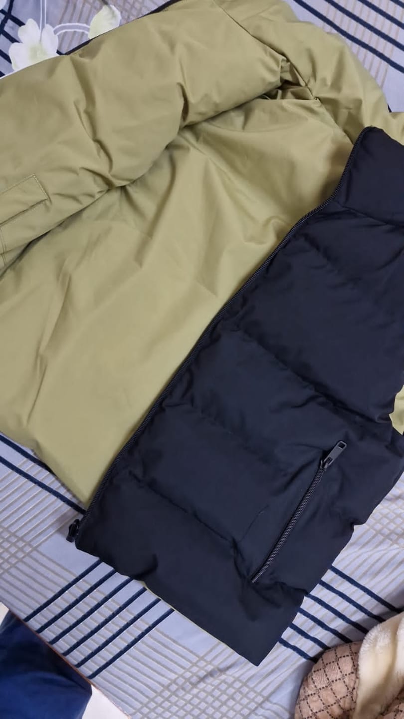 Customer photo review of WOMEN PUFF JACKET REVERSIBLE BLACK AND GREEN