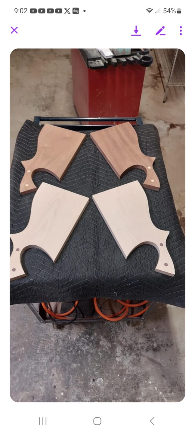 Customer photo review of 18x8.9" Funky Cleaver Serving Board Acrylic Router Template