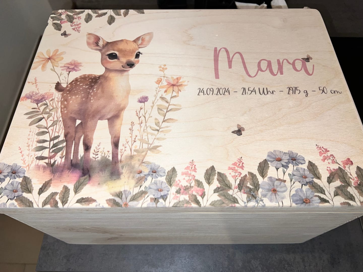 Customer photo review of Personalisierte Erinnerungskiste Reh im Wald