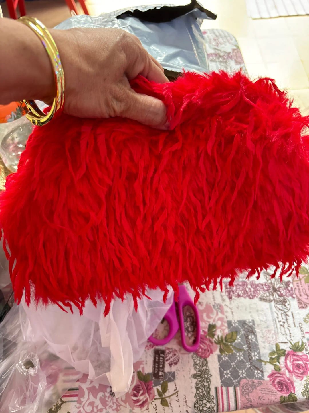 Customer photo review of Faux Feather Clutch Bag