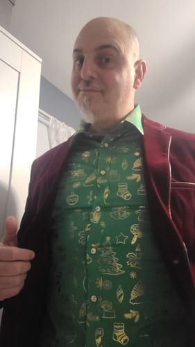 Customer photo review of Men's Christmas Print Regular Fit Long Sleeve Shirt