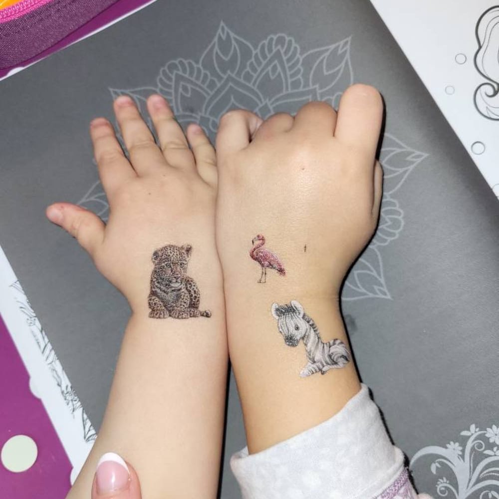 Customer photo review of 110 hautfreundliche Kinder Tattoos | süße Tiere