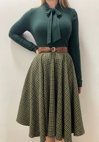 Customer photo review of Dark Green 1950s Plaid Knitting Dress