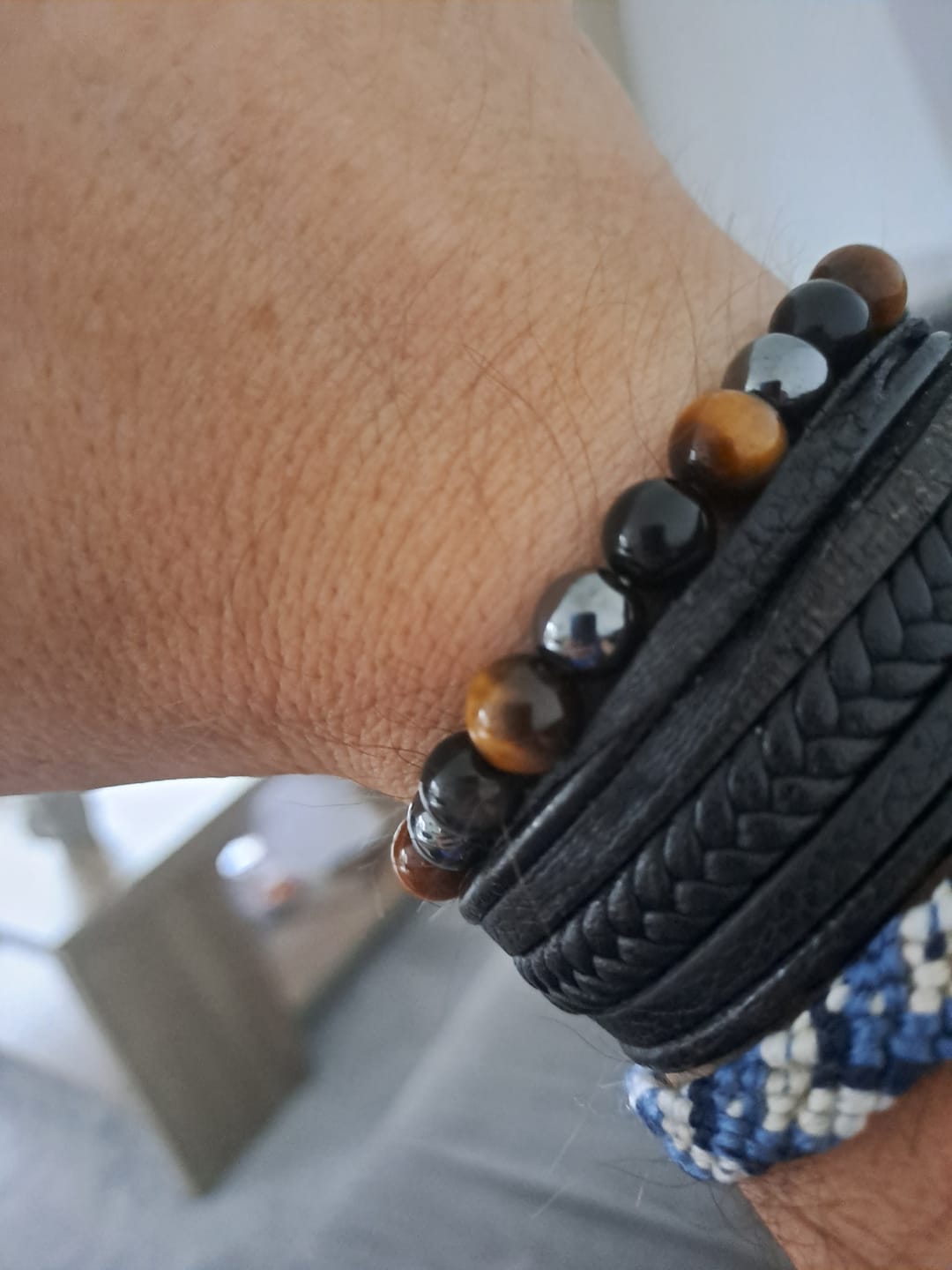 Customer photo review of Bracelet "3 Protections" en Oeil de Tigre, Hématite & Obsidienne Noire