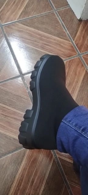 Customer photo review of Knit Ankle Boots Platform — Deep Forest Green | KIMLUD