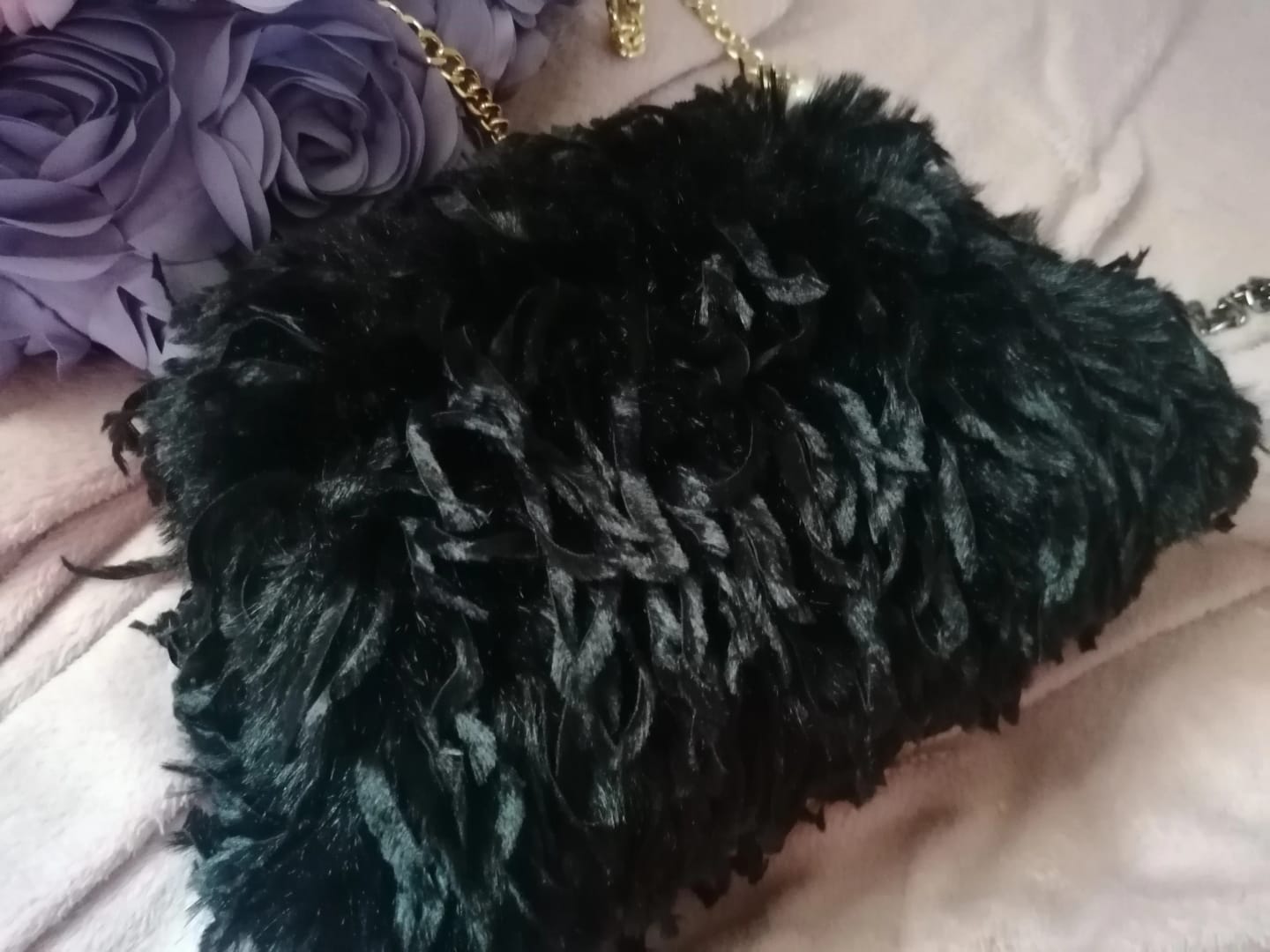 Customer photo review of Faux Feather Clutch Bag