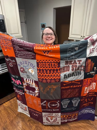 T-shirt quilt featuring virginia tech hokies by Cynthia from MD