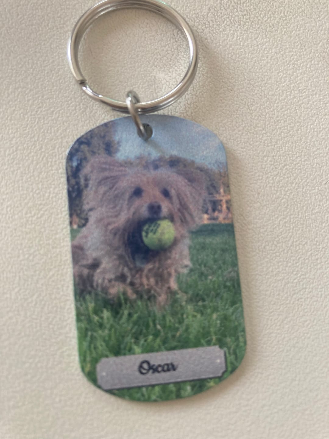 Customer photo review of Foto doppia - Portachiavi piastrina personalizzato