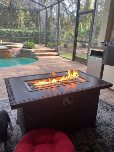 Customer photo review of Homrest Patio Propane Fire Pits,44in 50,000 BTU Auto-Ignition, Dark Brown