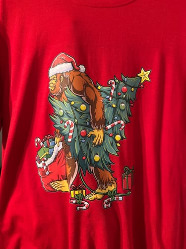 Customer photo review of Every Knee Shall Bow Santa - Christmas DTF Transfer