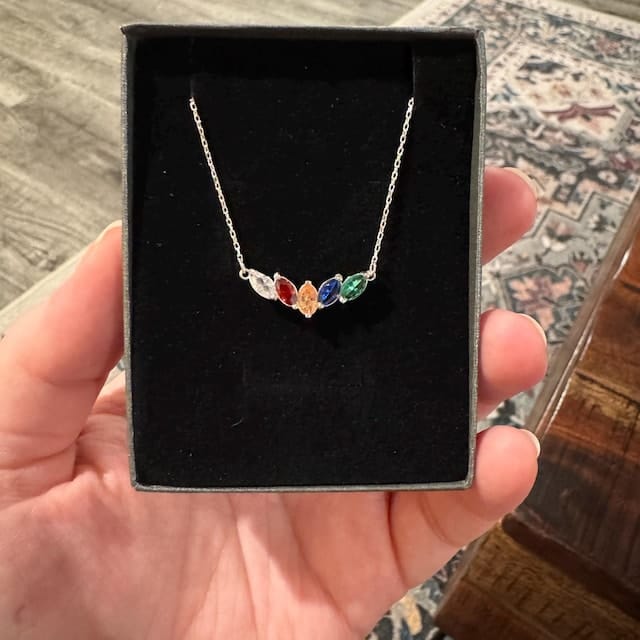 Customer photo review of Mom's Birthstone Necklace