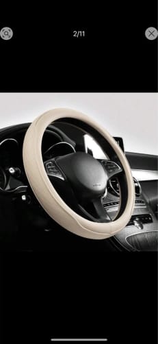 Customer photo review of Napa Leather Perforated Patchwork Car Steering Wheel Cover, Non-slip, Breathable, Universal 15 Inch (Approx. 38cm)