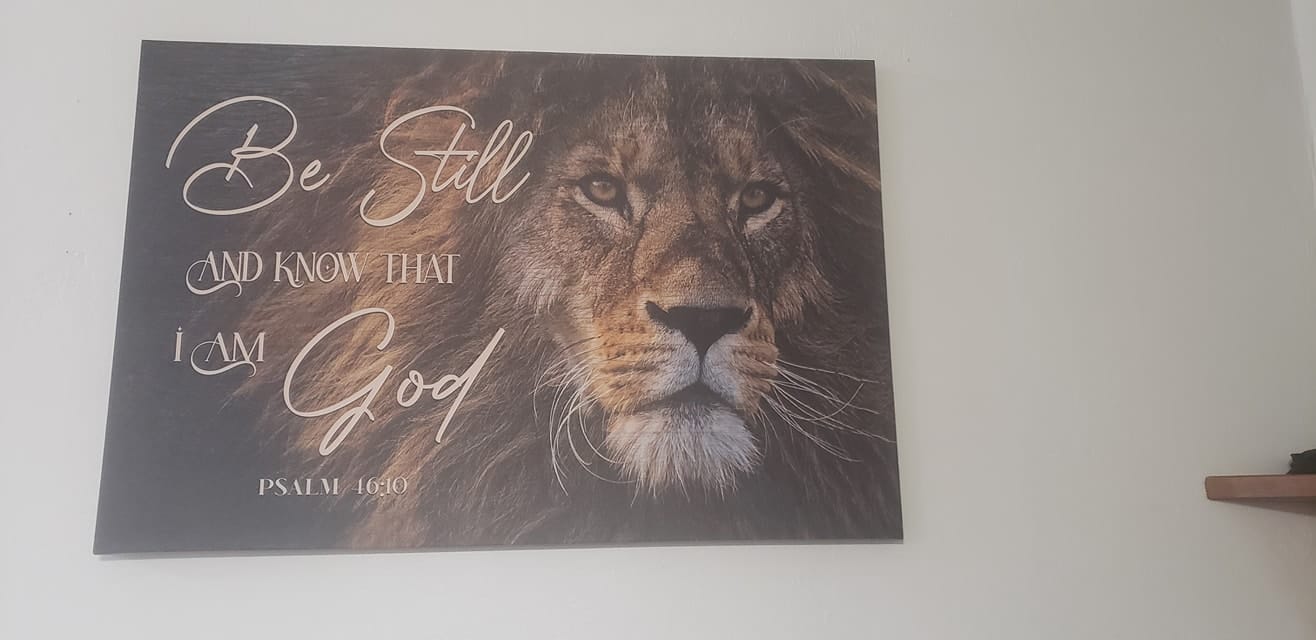 Customer photo review of Be Still And Know That I Am God, Lion Of Judah, Christian Wall Art Canvas