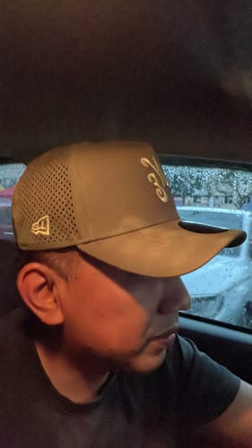 Customer photo review of 9FORTY A-Frame Golf New Era Logo Laser Perforated Olive Snapback
