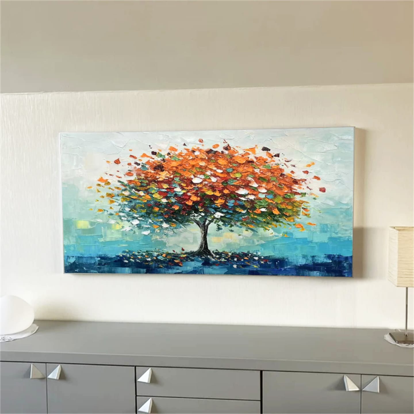 Customer photo review of Colorful Tree Textured Painting Canvas #TP004