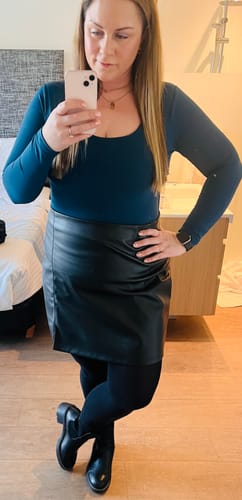 Customer photo review of Long Sleeve Scoop Neck 'Charlotte' Bodysuit - Teal