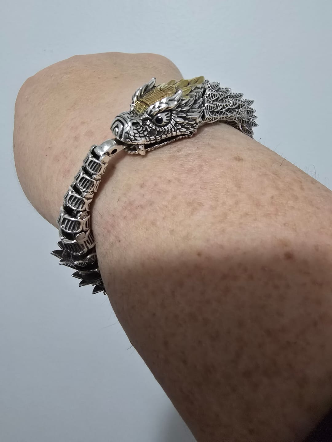 Customer photo review of JÖRMUNGANDR - The World Serpent Bracelet | Handcrafted Stainless Steel Viking Jewelry