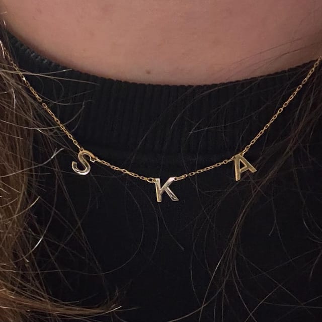 Customer photo review of Initial Letter Necklace