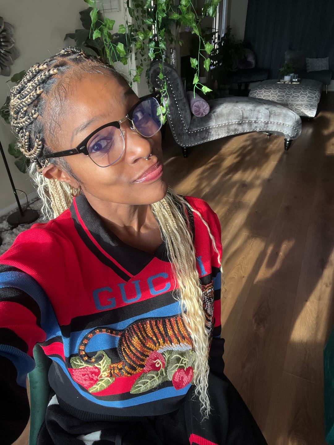 Customer photo review of Swiss HD Full Lace Human Hair Boho Curls 36" Knotless Boho Box Braided Wig