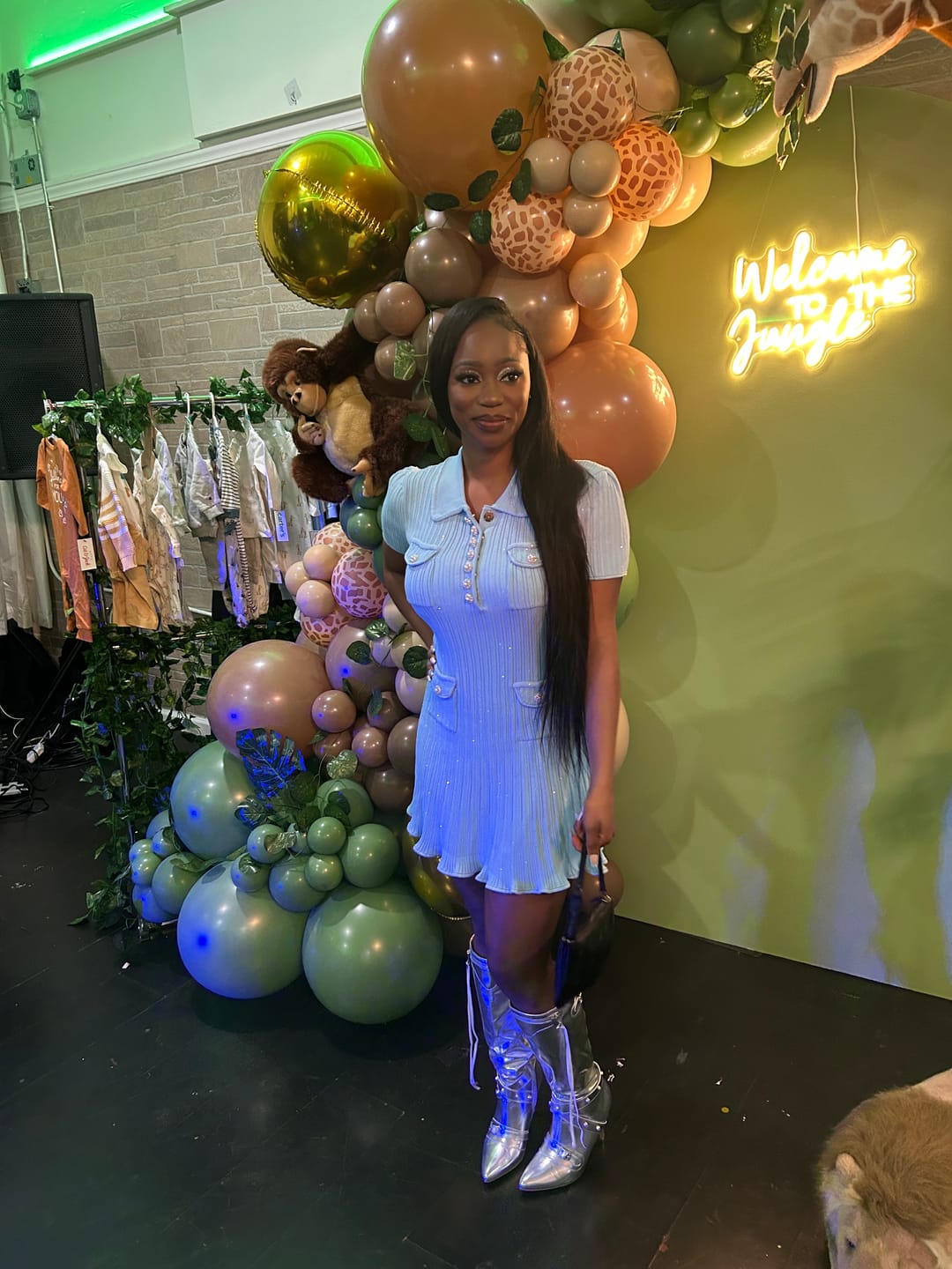 Customer photo review of Short Sleeve Hourglass Diamond Dress - Baby Blue