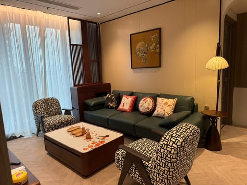 Customer photo review of Bộ ghế sofa da góc L màu xanh cổ vịt LUSSO