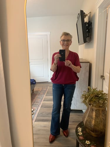 Customer photo review of Jolie Slouchy Dolman Tee (Wine)