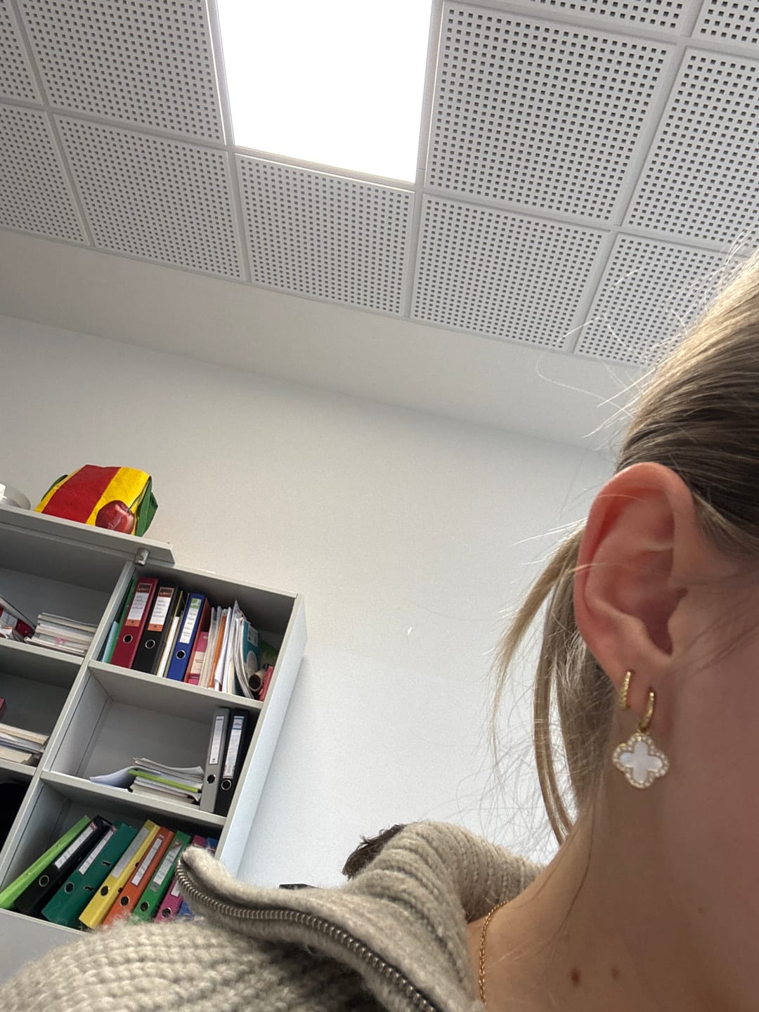 Customer photo review of Pave Perlmutt Lucky Leaf Ohrringe 14K Vergoldet
