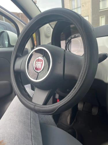 Customer photo review of Napa Leather Perforated Patchwork Car Steering Wheel Cover, Non-slip, Breathable, Universal 15 Inch (Approx. 38cm)