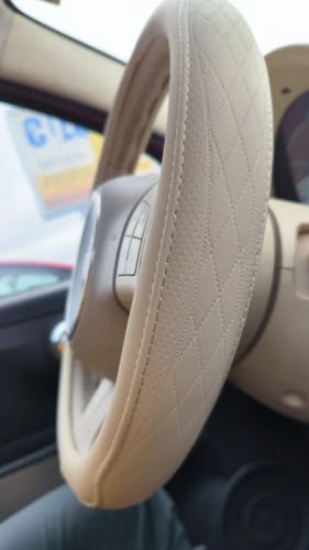 Customer photo review of Napa Leather Perforated Patchwork Car Steering Wheel Cover, Non-slip, Breathable, Universal 15 Inch (Approx. 38cm)