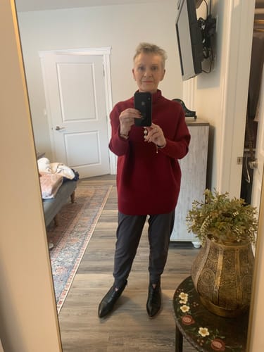 Customer photo review of Zen Rib Dolman Sweater (Cabernet)