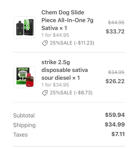Customer photo review of strike 2.5g  disposable sativa sour diesel