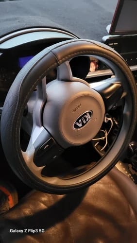 Customer photo review of Napa Leather Perforated Patchwork Car Steering Wheel Cover, Non-slip, Breathable, Universal 15 Inch (Approx. 38cm)