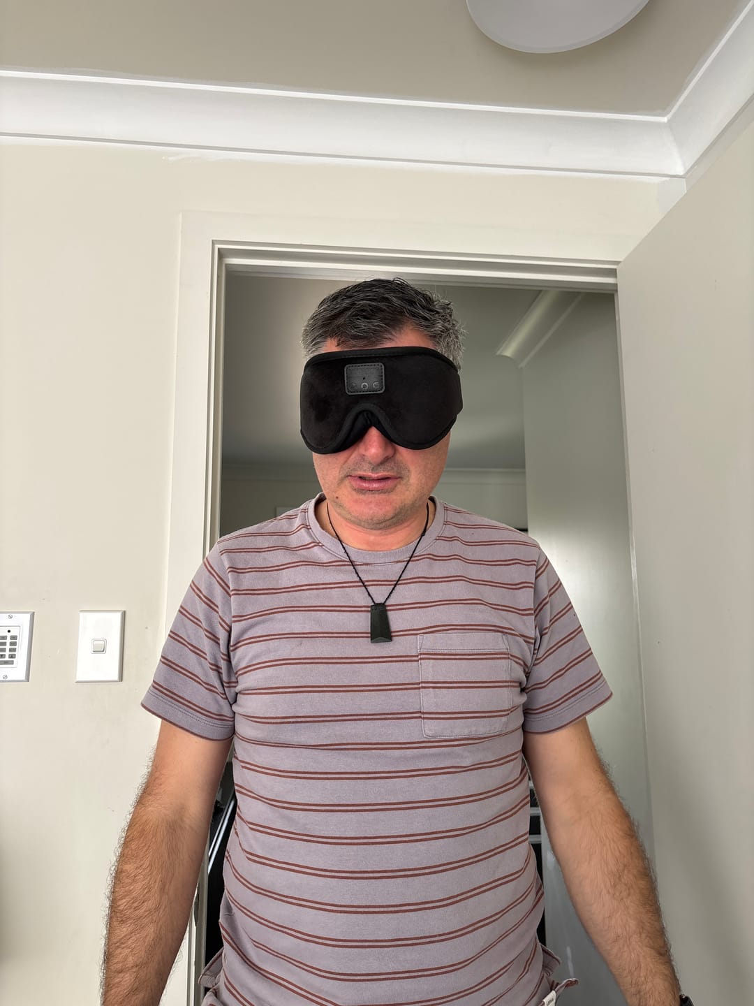 Customer photo review of mussage Sleep Mask With Bluetooth Headphones